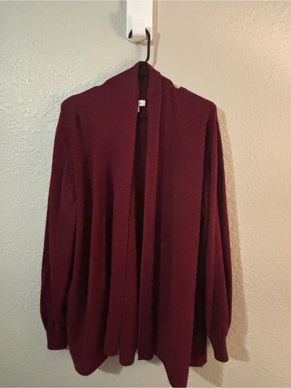 Liz Claiborne Open-Front Wine Cardigan